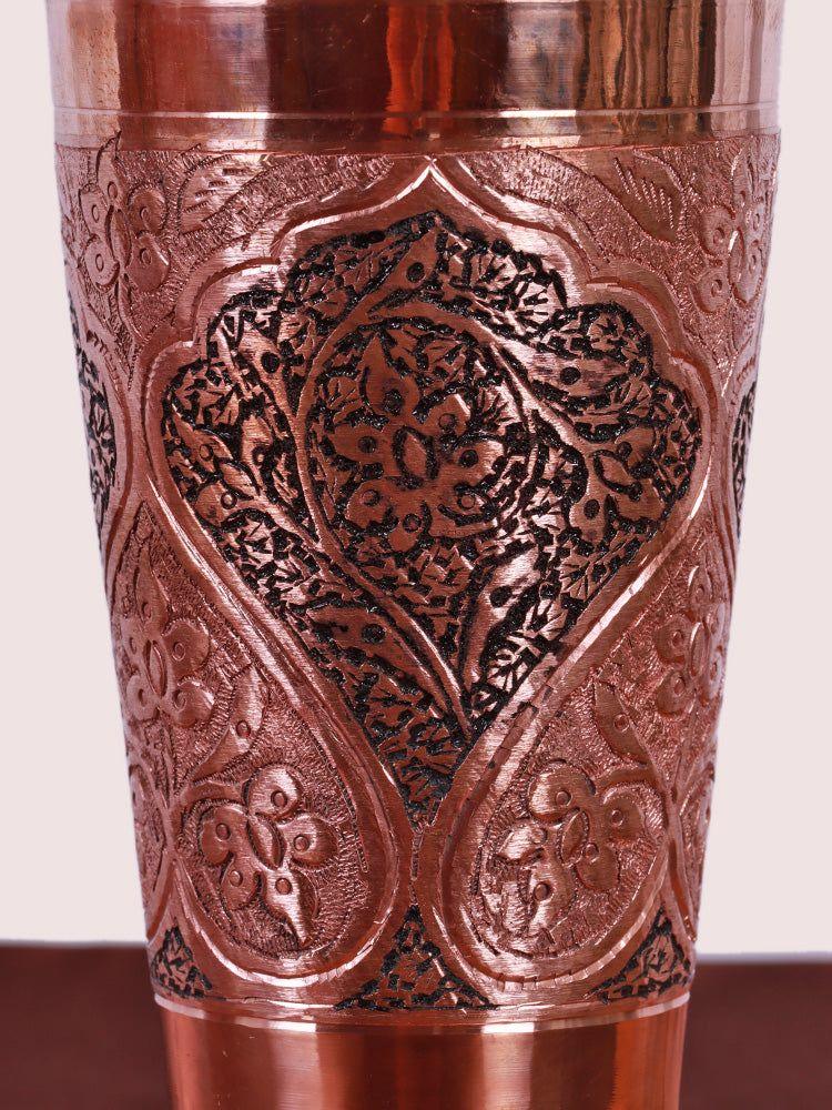 Kandkaari Copper Craft Glass - Hand Engraved Kashmiri Artisanal Piece - Hamiast