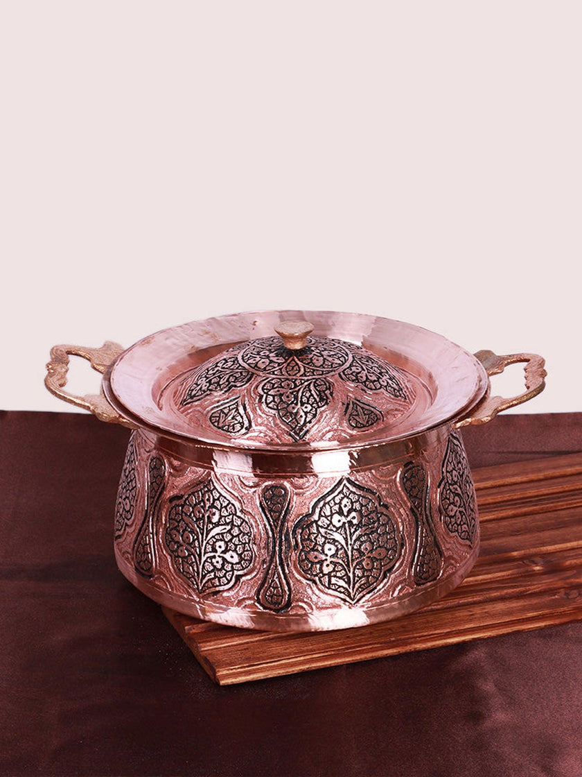 Kandkaari Kashmiri Copper Handi Set ( Donga | Serving Bowls ) - Hamiast