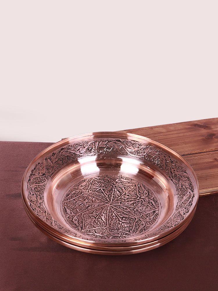 Kandkaer Chinar Motif Kashmiri Copper Plate - Legacy of Craftsmanship - Hamiast