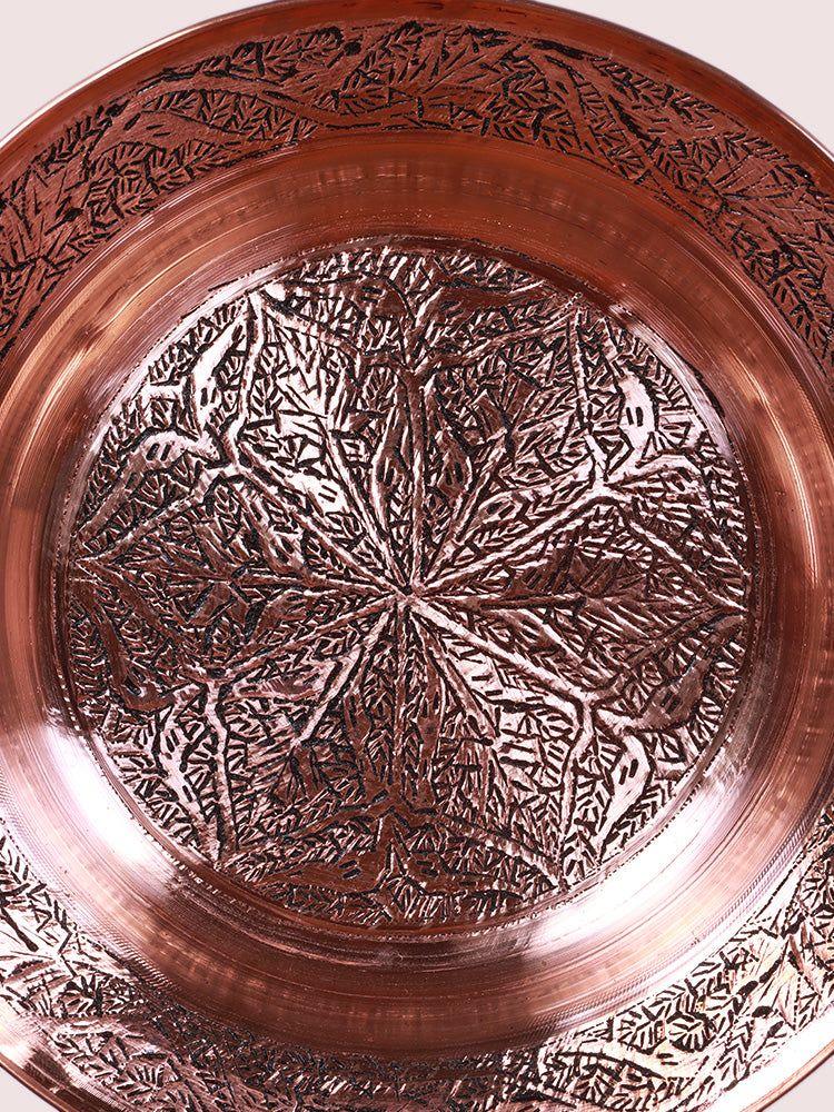 Kandkaer Chinar Motif Kashmiri Copper Plate - Legacy of Craftsmanship - Hamiast