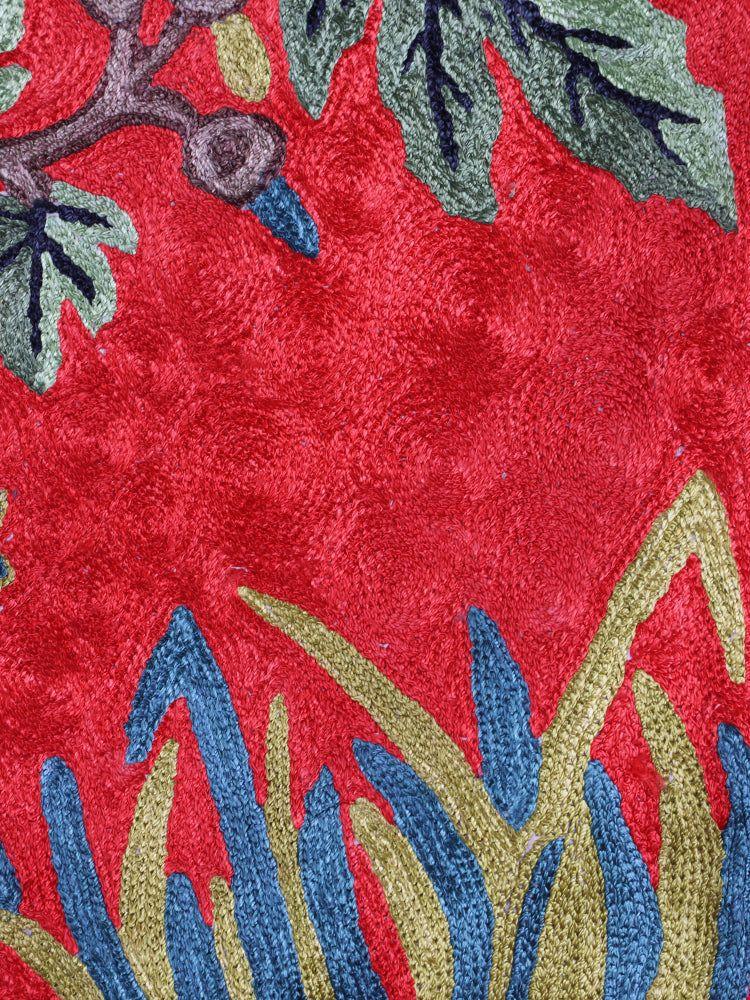 Kashmir Chinar Splendor Silk Chain Stitch Rug Handmade - Hamiast