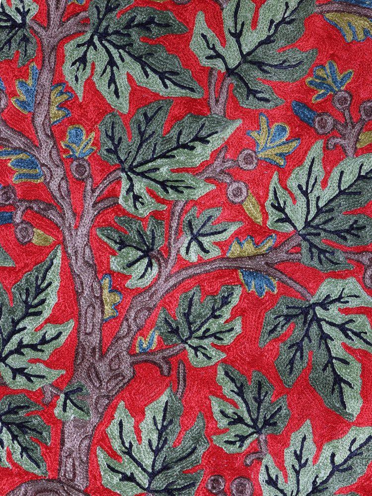 Kashmir Chinar Splendor Silk Chain Stitch Rug Handmade - Hamiast