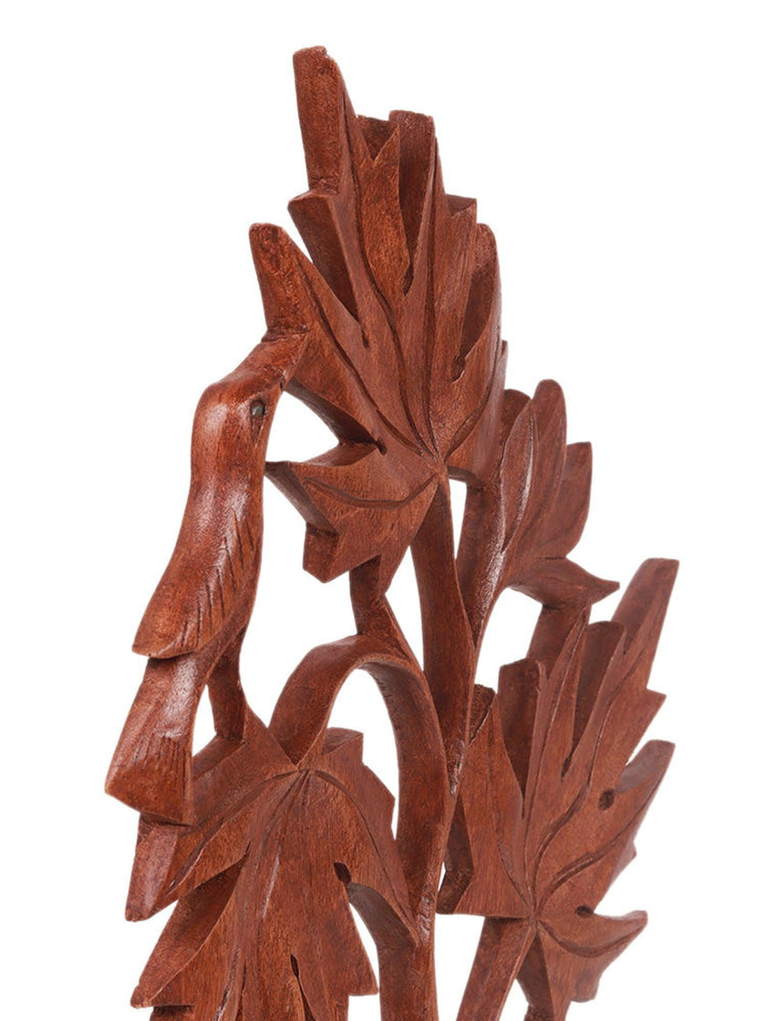 Kashmir Walnut Wood Chinar Tree and Bird Table Accent - Hamiast