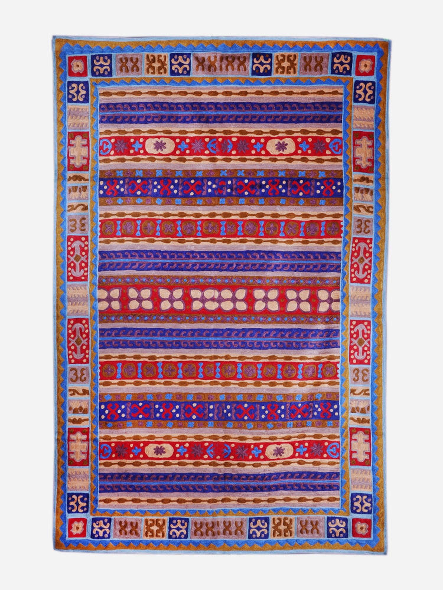 Manuscript Rug Kashmiri Royal Manuscript Handcrafted Silk Chain Stitch Rug | Shop ...