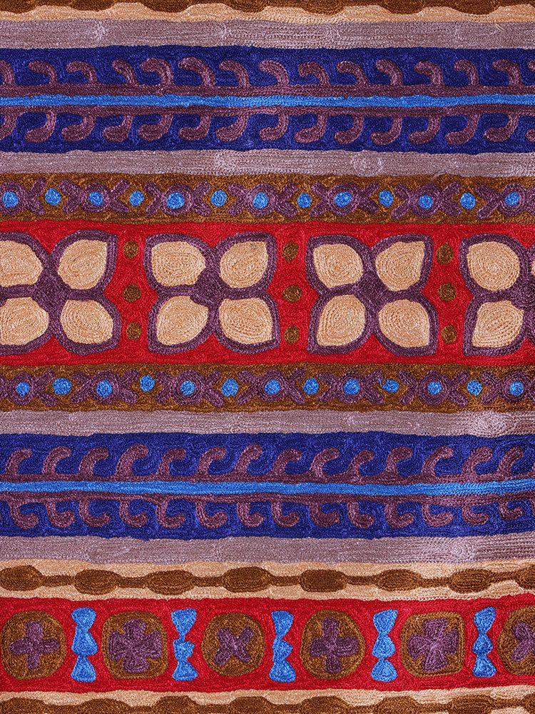 Kashmiri Royal Manuscript Silk Chain Stitch Handmade Rug - Hamiast