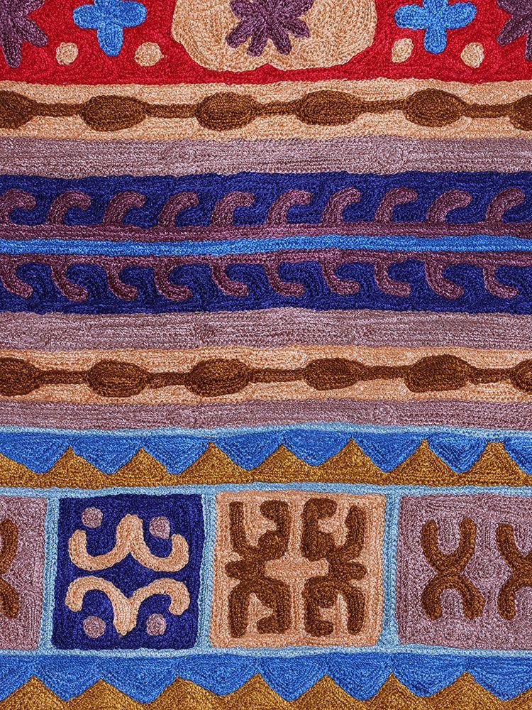 Kashmiri Royal Manuscript Silk Chain Stitch Handmade Rug - Hamiast