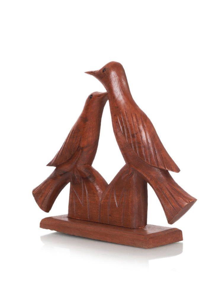 Kashmiri Walnut Wood Bird Pair Table Accent - Hand carved - Hamiast