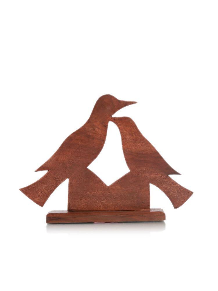 Kashmiri Walnut Wood Bird Pair Table Accent - Hand carved - Hamiast