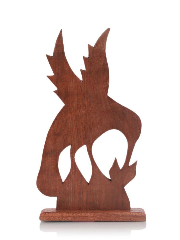 Kashmiri Walnut Wood Sculpture Table Accent – ‘Nurturing Bond’ Bird Feeding Young - Hamiast