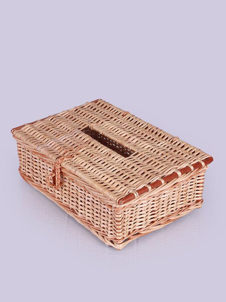 Kashmiri Willow Wicker Tissue Box - Handcrafted Elegance - Hamiast
