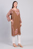 Khaak-e-Gulabi — Brown Pheran with Rose Pink Aari Kashmiri Embroidery-right
