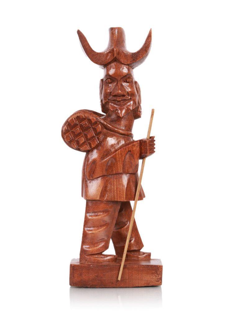 Legacy of Ladakh: Handcrafted Walnut Wood Ladakhi Man Sculpture - Hamiast