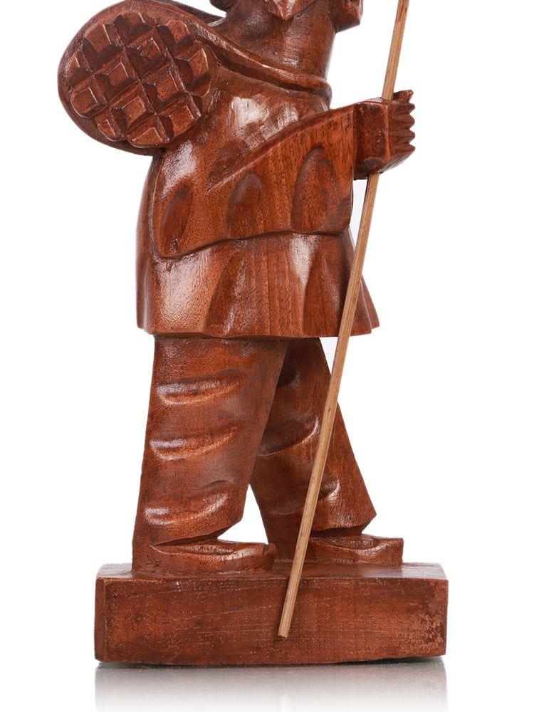 Legacy of Ladakh: Handcrafted Walnut Wood Ladakhi Man Sculpture - Hamiast