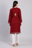 Naqsh-e-Gulnaar — Maroon Pheran with Golden Aari Kashmiri Embroidery-back