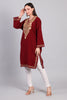 Naqsh-e-Gulnaar — Maroon Pheran with Golden Aari Kashmiri Embroidery-left