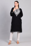 Naqsh-e-Siyah — Black Pheran with Silver Zari Kashmiri Embroidery-Front