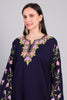Nil-e-Gulzar Navy Pheran with Floral Aari Kashmiri Embroidery-Zoom