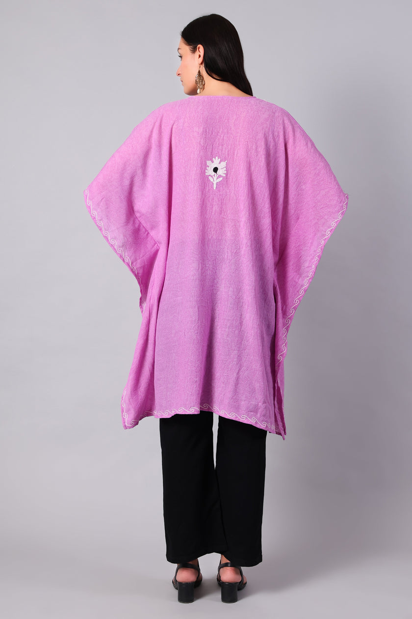 Novbahar orchid pink Kashmiri kaftan back view — KashmirPheran