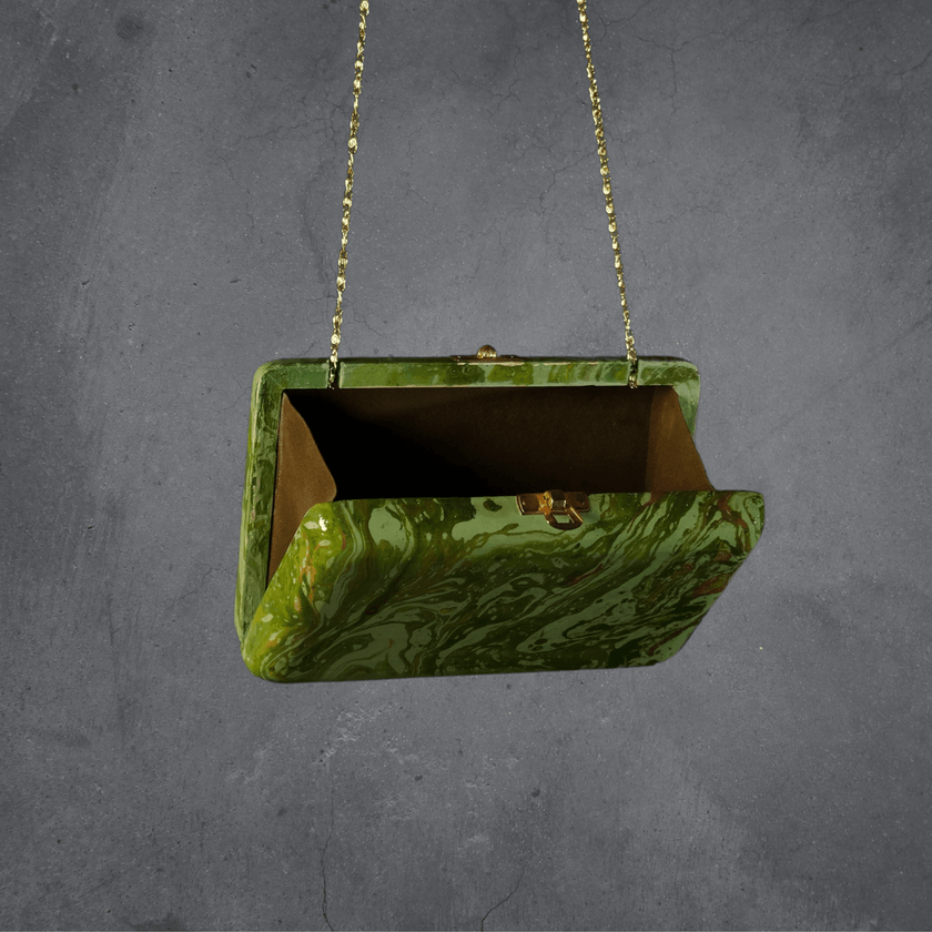 Sabzaar Clutch: Summer Hues in Handcrafted Kashmiri Wood - Hamiast