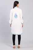 Shabnam-e-Firoza Ivory Kashmiri Wool Jacket with Aari Embroidery-Back