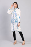 Shabnam-e-Firoza Ivory Kashmiri Wool Jacket with Aari Embroidery-Left Side