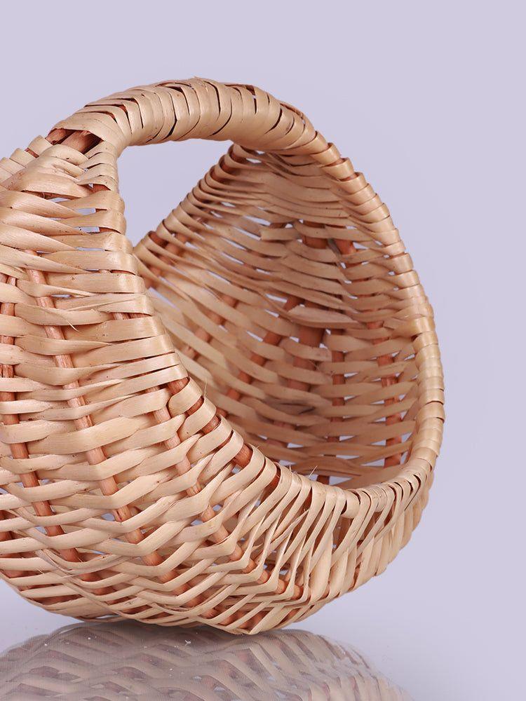 Small Water Reed Moon Basket - Handcrafted Kashmiri Decor - Hamiast