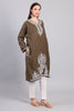 Zarq-e-Khak — Earth Brown Pheran with Ivory Zari Kashmiri Embroidery-Left