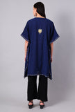 Novbahar midnight blue Kashmiri kaftan back view — KashmirPheran