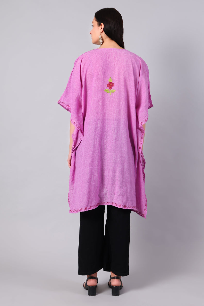 Novbahar blush pink Kashmiri kaftan back view — KashmirPheran