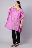 Novbahar blush pink Kashmiri kaftan side view — relaxed one-size silhouette