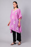 Novbahar orchid pink Kashmiri kaftan side view — relaxed one-size silhouette