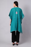 Novbahar teal green Kashmiri kaftan back view — KashmirPheran