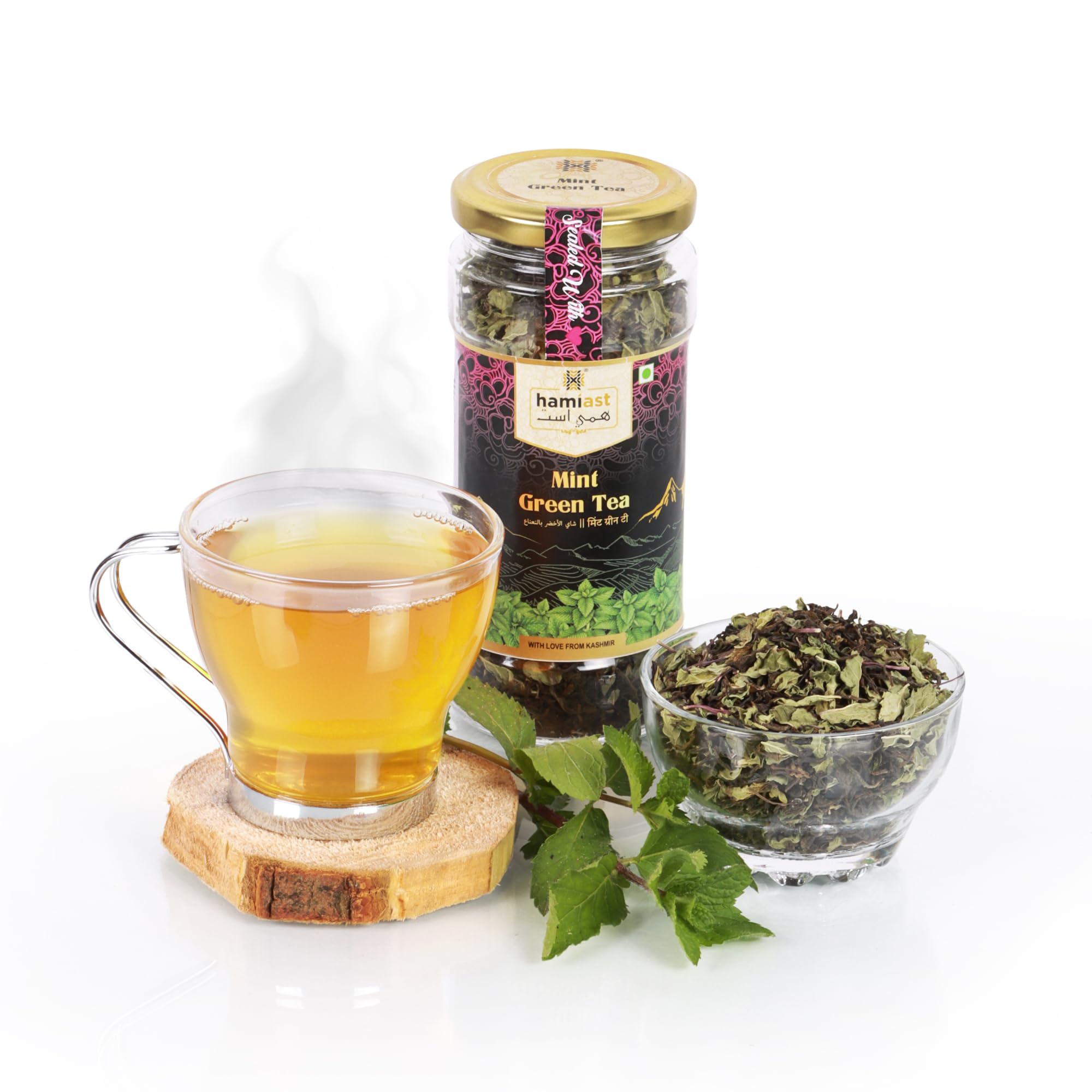Hamiast Himalayan Mint Green Tea | 100% Natural, No Added Flavor, Loose Leaf | Refreshing from the Himalayas 75 Grams Serves 50 Cups