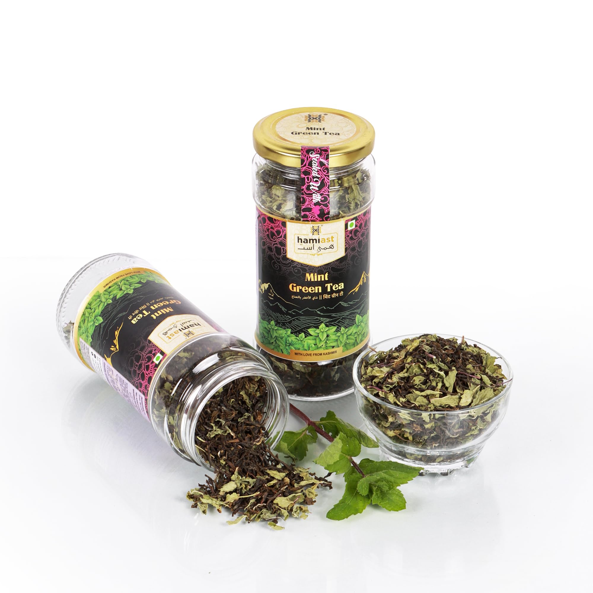 Hamiast Himalayan Mint Green Tea | 100% Natural, No Added Flavor, Loose Leaf | Refreshing from the Himalayas 75 Grams Serves 50 Cups